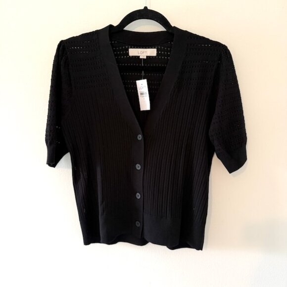 NBW Loft black short sleeve cardigan - Picture 1 of 3